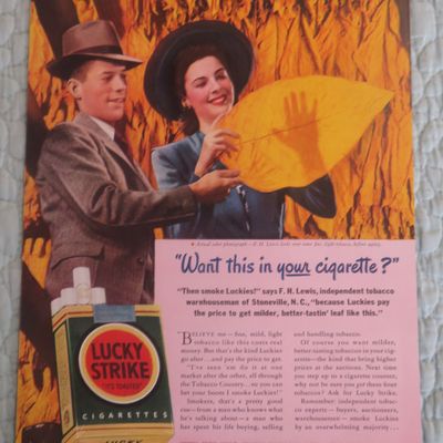 1941 Lucky Strike Cigarettes with Man & Woman & Leaf