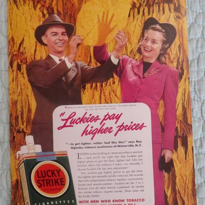 1941 Lucky Strike Cigarettes with Man & Woman & Leaf