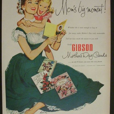 1952 Gibson Mother's Day Cards with Mom & Daughter