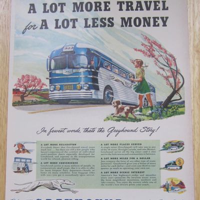 1949 Greyhound with Little Girl Waving At Bus