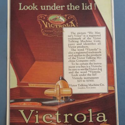 1920's Victrola with Opened Victrola Playing Record