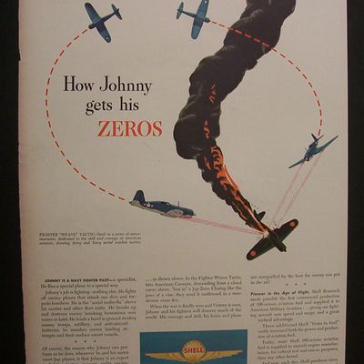1944 Dual Ad: Shell  &  Seagram's  V. O.