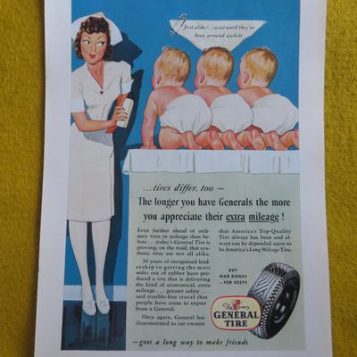 1945 General Tires with a Nurse & Three Babies