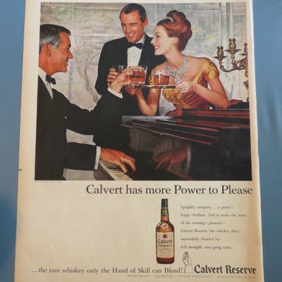 1960 Calvert Reserve Whiskey with Woman Serving Men