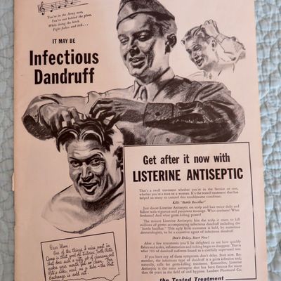 1943 Listerine with Soldier Washing Soldier's Hair