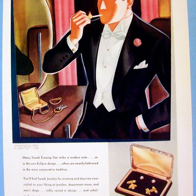 1936 Swank Jewelry with Man Lighting Cigarette In Mouth