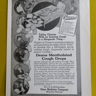 1916 Deans Mentholated Cough Drops with Cough Drops
