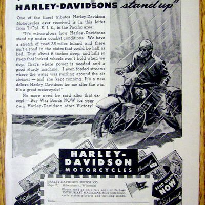 1944 Harley Davidson With Man Riding In Rain