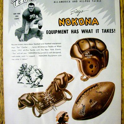 1953 Nokona Equipment with New York Giants Tex Coulter
