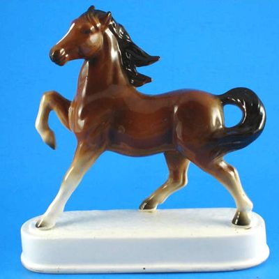 Beautiful 1960s Japan Ceramic Prancing Horse on Base