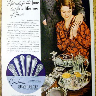 1935 Gorham Silverplate with Woman Holding Man's Hand
