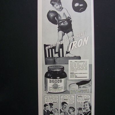 1940 Bosco Milk Amplifier with Boy Punching a Bag
