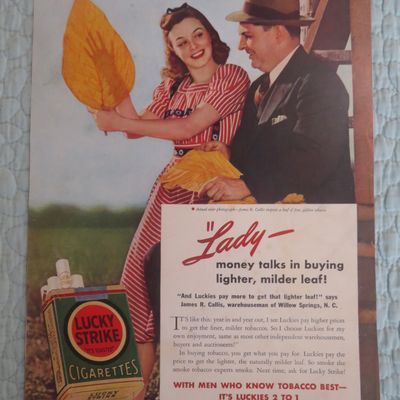 1941 Lucky Strike Cigarettes with Man & Woman & Leaf