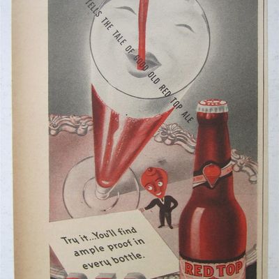 1945 Red Top Ale with Smiley Face in Foam