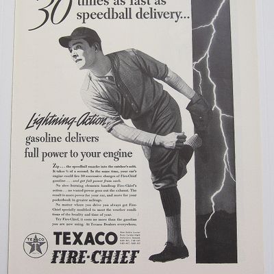 1937 Texaco Fire Chief Gas With Boy Pitching