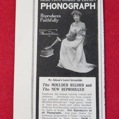 1902 Edison Phonograph with Woman Listening
