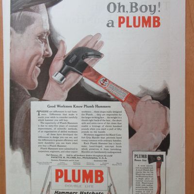 1921 Plumb Hammer with Man Holding Hammer