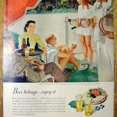 1952 Friends Over For Tennis By Douglas Crockwell
