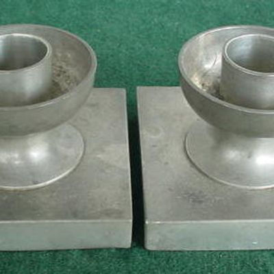 Pr. of Alloy Art Pewter Candleholders