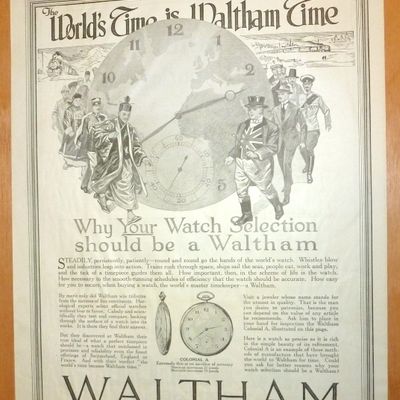 1918 Waltham Watch with World's Time is Waltham