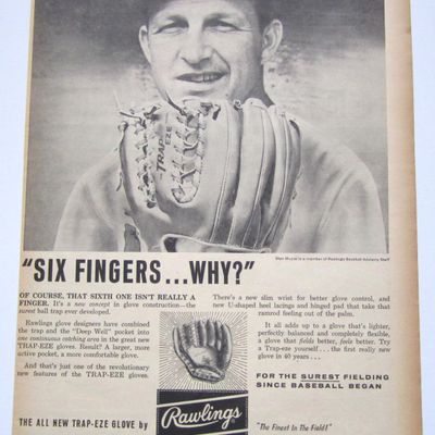 1959 Vintage Rawlings Trap-Eze Glove With Stan Musial