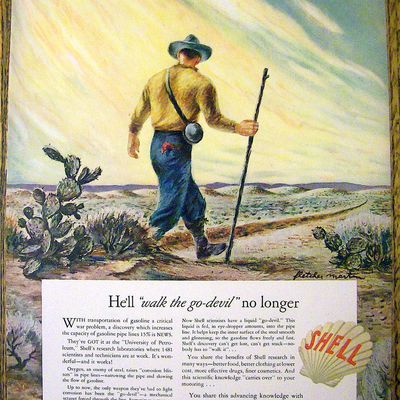 1942 Shell Gasoline w/Man Walking by Fletcher Martin