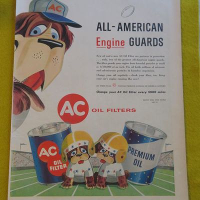 1956 AC Oil Filter with A Dad Dog & His Two Puppies