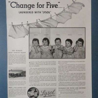 1936 Lysol Disinfectant with Dionne Quintuplet Babies