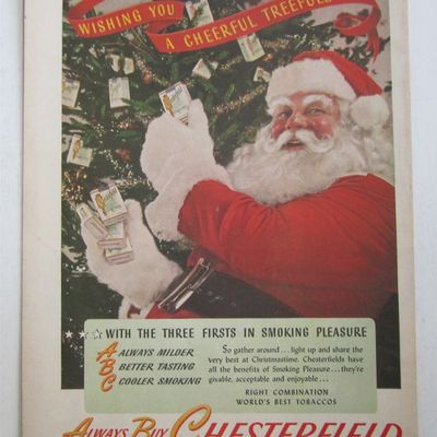 1945 Chesterfield Cigarettes with Santa Claus & Tree