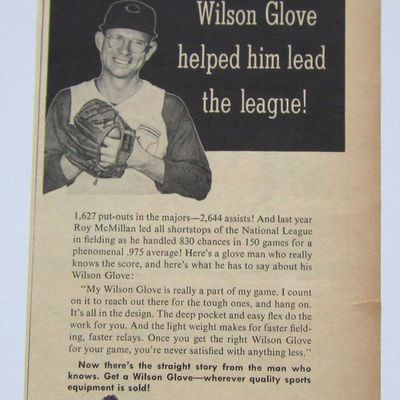 1958 Vintage Wilson Baseball Glove With Roy McMillan