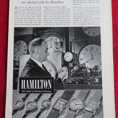 1940 Hamilton Watch with Man Setting Clocks