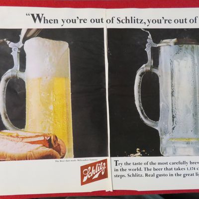 1966 Schlitz Beer with Hot Dog