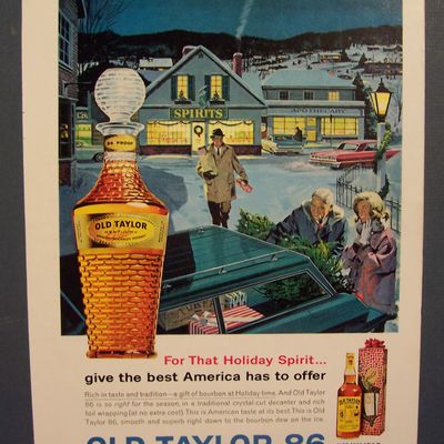 1963 Old Taylor 86 Whiskey w/ People Christmas Shopping
