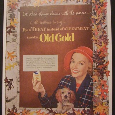 1952 Old Gold Cigarettes with Woman Holding Cigarettes