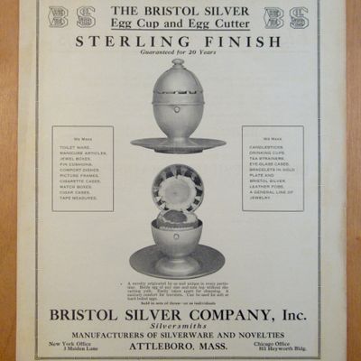 1913 Bristol Silver Company with Egg Cup & Egg Cutter