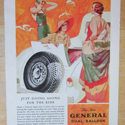 1933 General Dual Balloon Tires with Woman by the Car