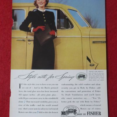 1939 Body By Fisher with Woman Standing By Car