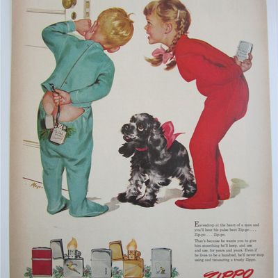1952 Zippo Lighters By Mayo w/Children Holding Lighters