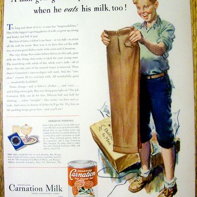 1942 Carnation Evaporated Milk with Boy Smiling