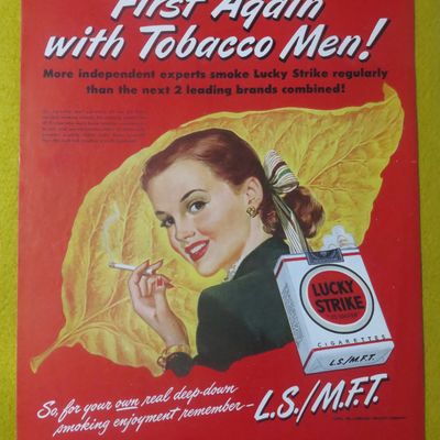 1948 Lucky Strike Cigarettes w/ Woman Holding Cigarette