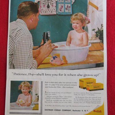 1958 Kodak Kodacolor with Little Girl Crying In Tub
