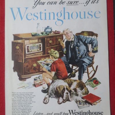 1948 Westinghouse Radio with Old Man & Young Boy