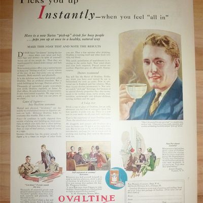 1928 Ovaltine with Man Drinking a Cup
