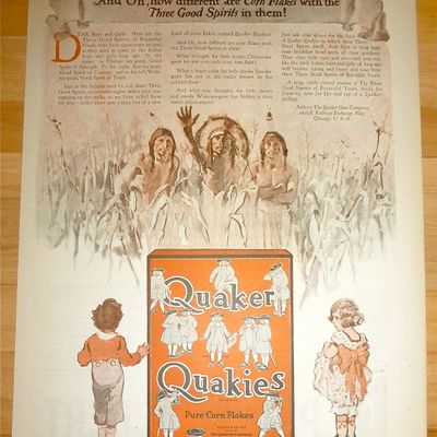 1921 Quaker Quakies Cereal with 2 Children