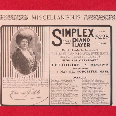 1902 Simplex Piano Player with Lovely Woman