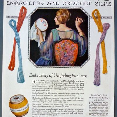 1922 Richardson's Embroidery & Crochet Silks w/Woman