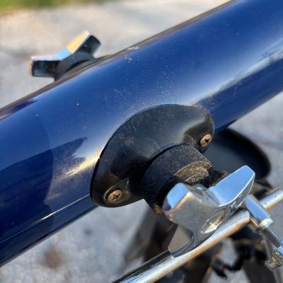 Vintage Blue Refractor Telescope on Tripod with Eyepiece