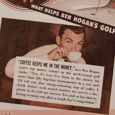 Vintage Ad: 1942 Coffee w/Ben Hogan & Claudette Colbert