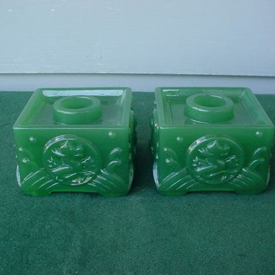Imperial Cathay Jade Dragon Candleholers