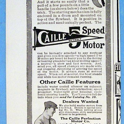 1916 Caille 5 Speed Motor with Man Starting Boat Motor